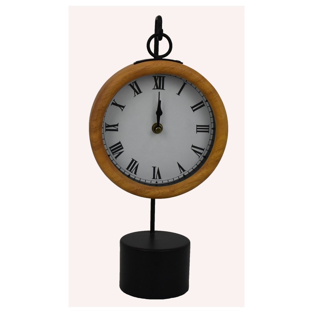 Black and Round Table Clock