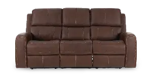 Rushton Espresso Brown Leather Triple Power Reclining Sofa | RC Willey