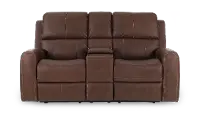 Linden Burnt Umber Power Reclining Loveseat with Console