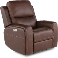 Linden Burnt Umber Power Recliner with Power Headrest