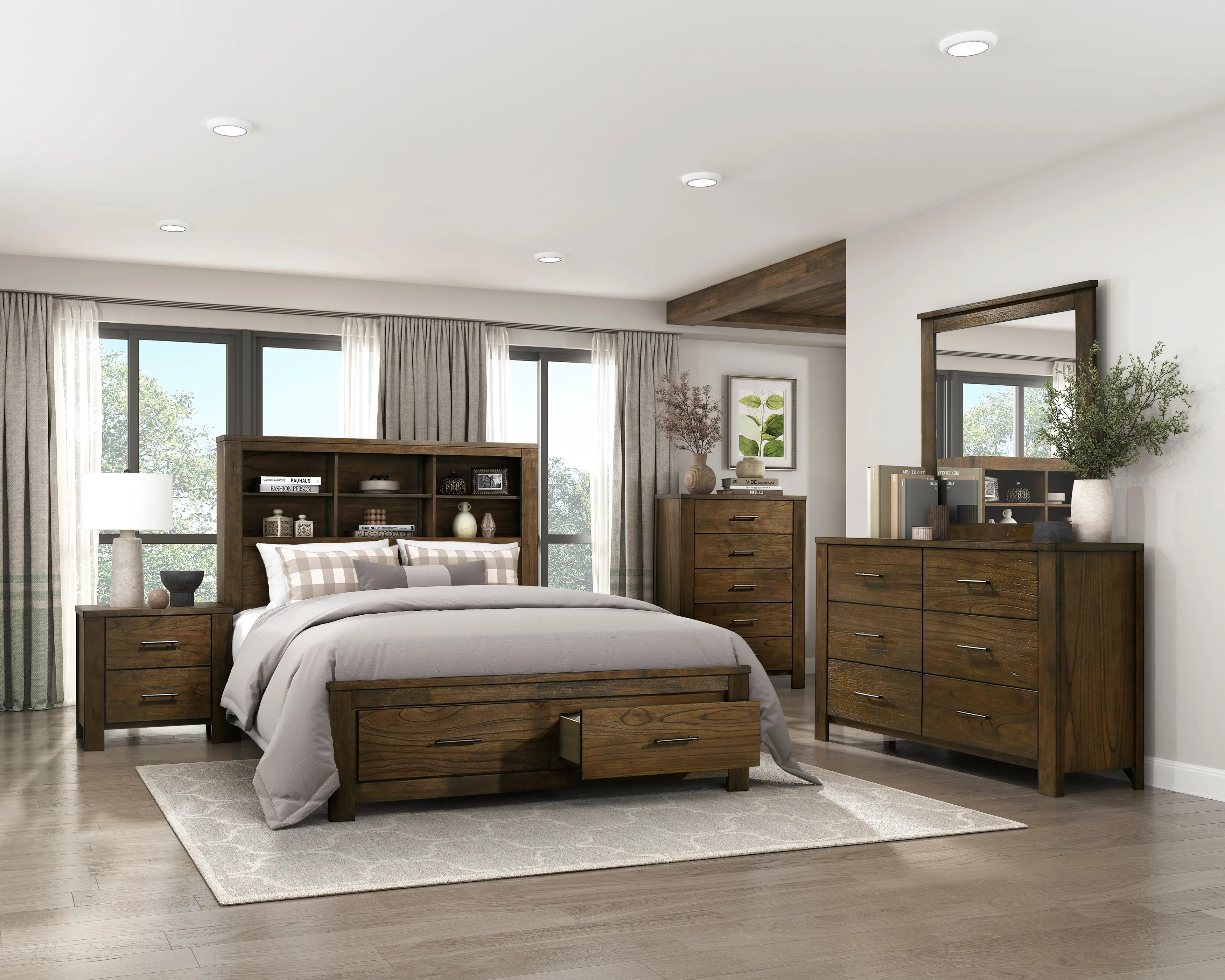 Summit Oak Brown Queen Storage Bed-2