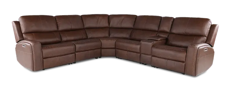 Linden Burnt Umber 6 Piece Power Reclining Sectional