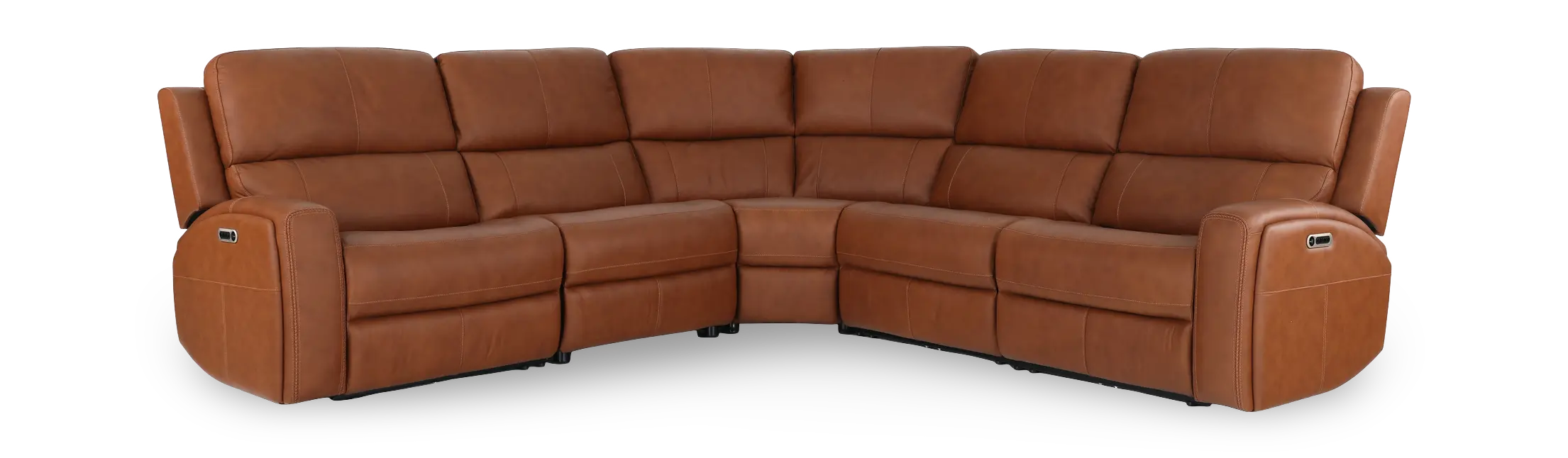 Linden Caramel Brown 5 Piece Power Reclining Sectional-1