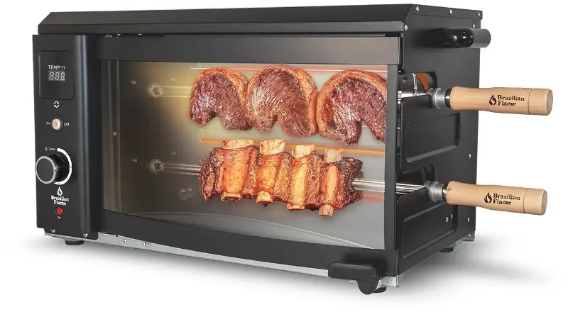Brazilian Flame Black 2-Skewer Electric Rotisserie Grill