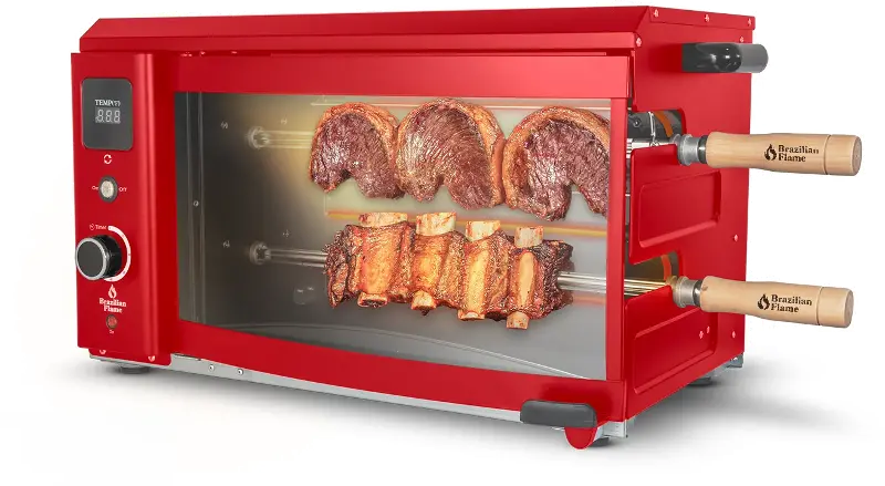 Brazilian Flame Red 2-Skewer Electric Rotisserie Grill