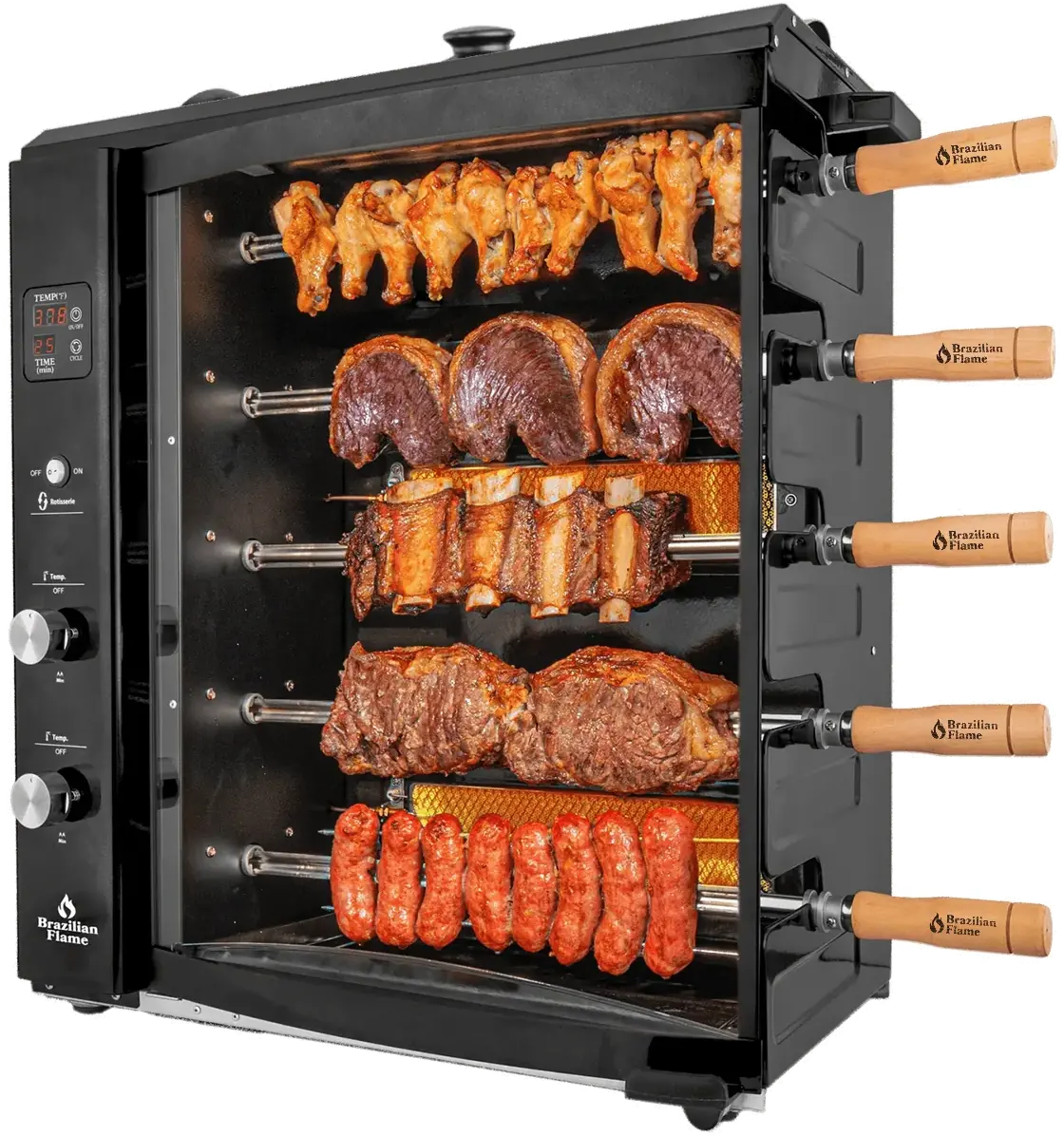 Brazilian Flame Black 5-Skewer LP Gas Rotisserie Grill-1
