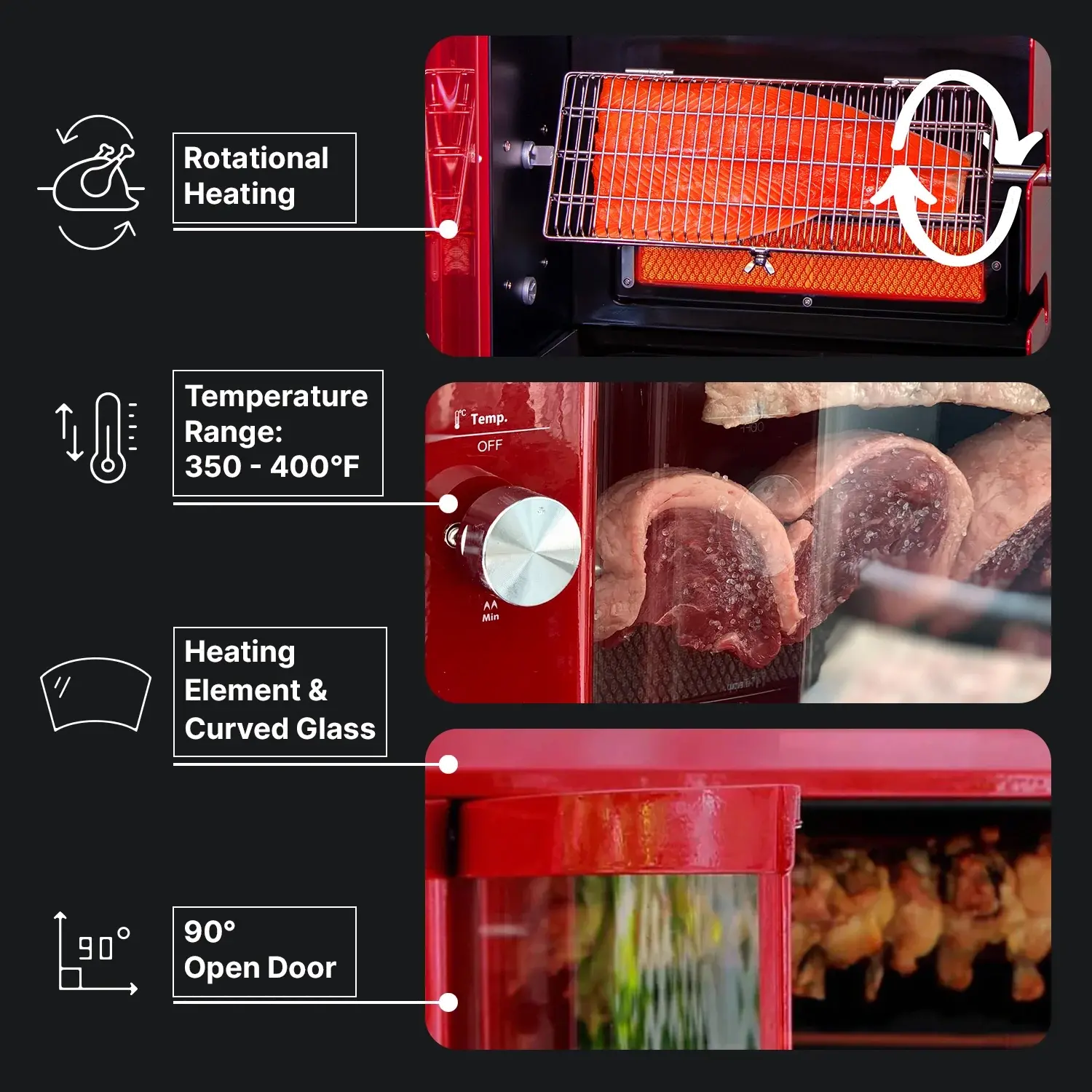 Brazilian Flame Red 5-Skewer LP Gas Rotisserie Grill-2