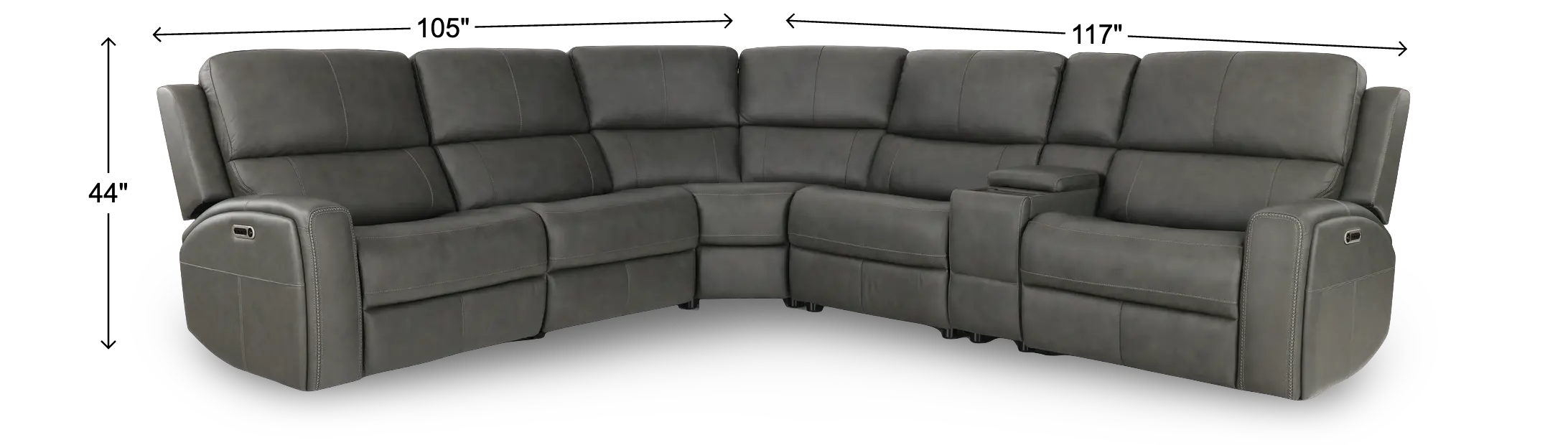 Linden Charcoal 6 Piece Power Reclining Sectional-3