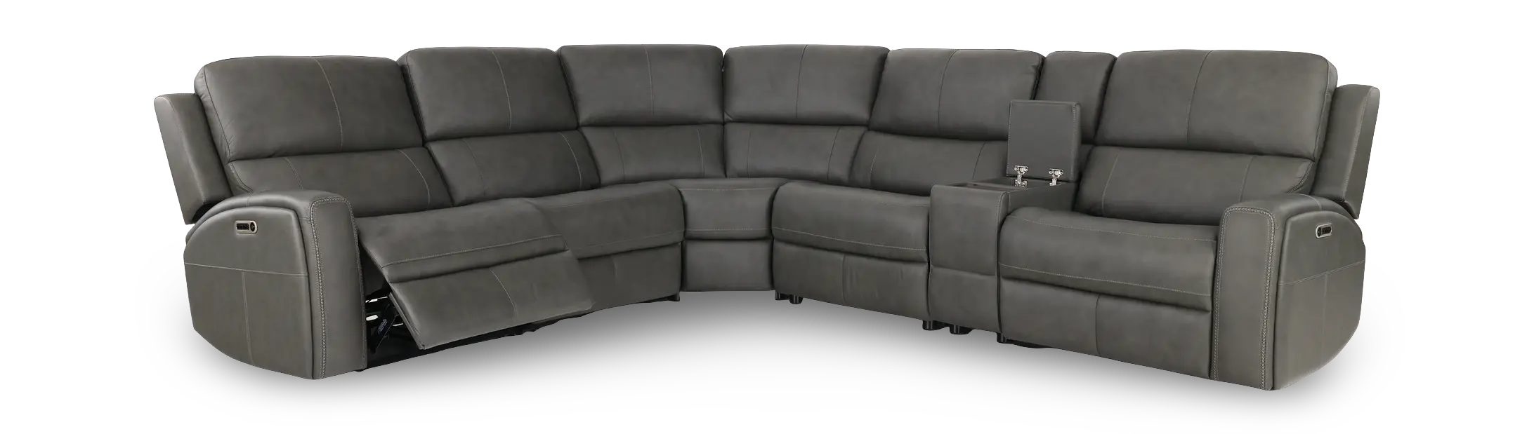 Linden Charcoal 6 Piece Power Reclining Sectional-4
