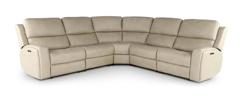Linden Beige 5 Piece Power Reclining Sectional