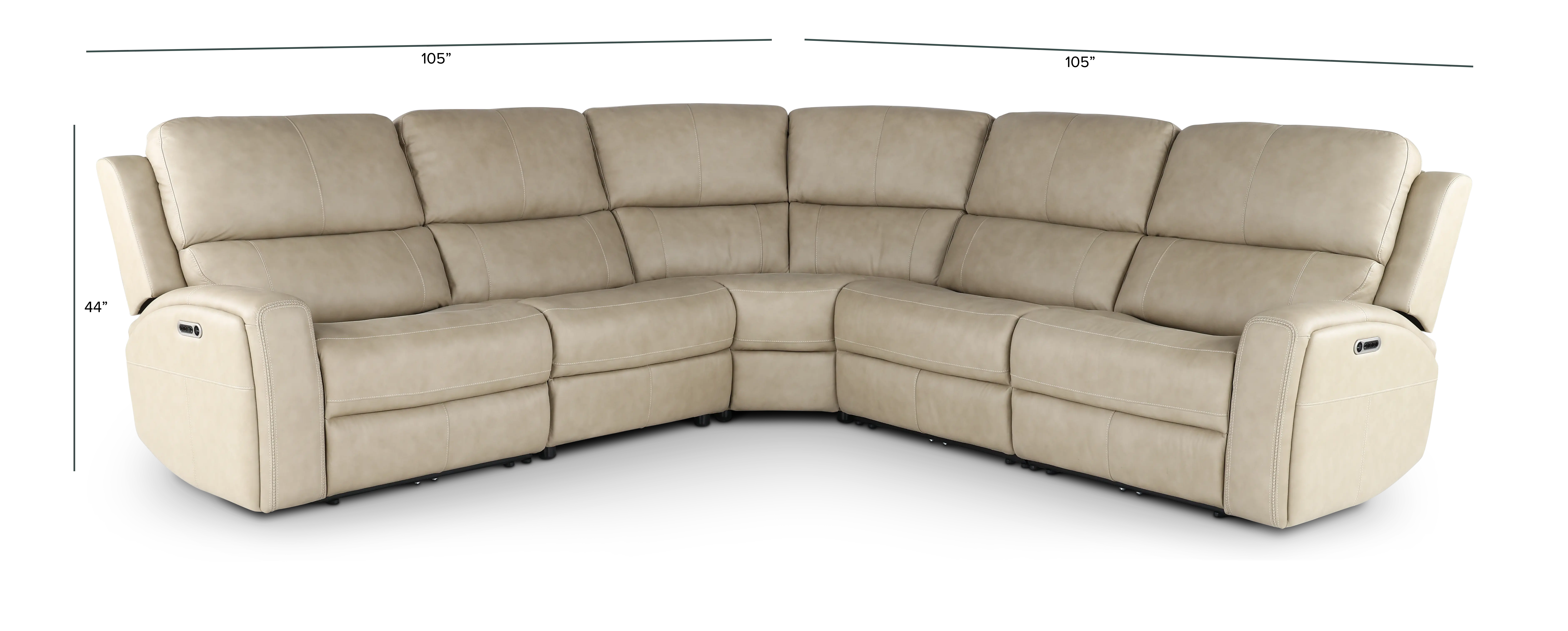 Linden Beige 5 Piece Power Reclining Sectional-3