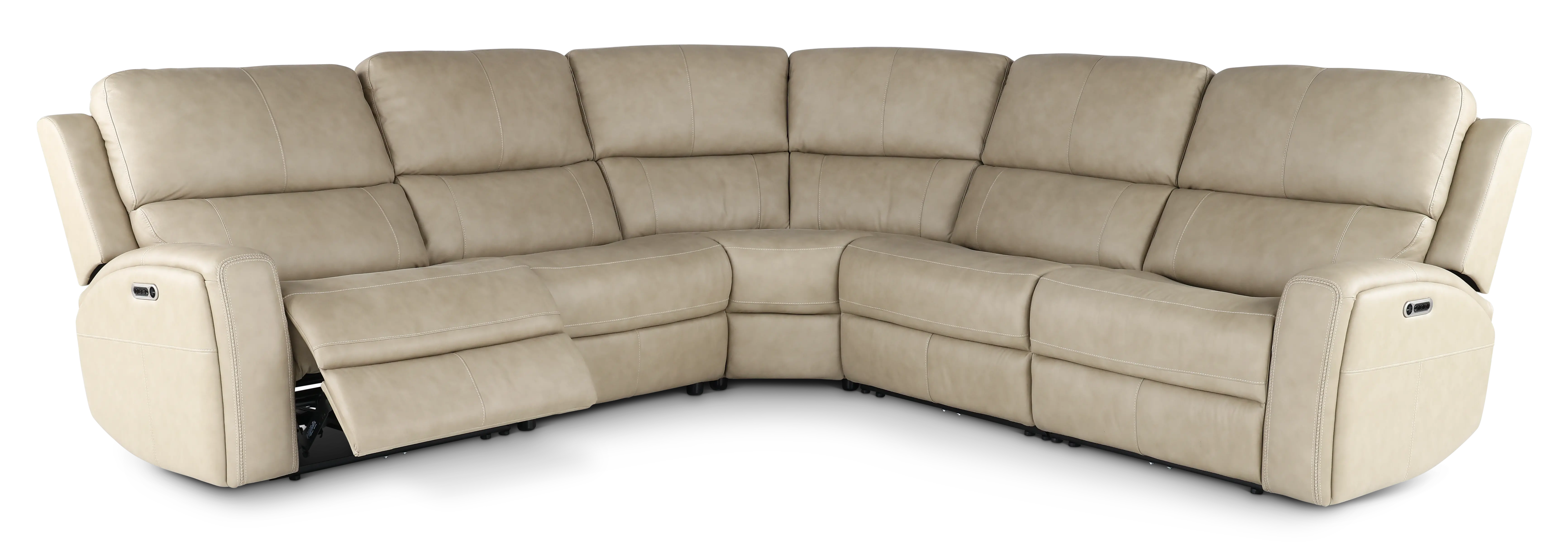 Linden Beige 5 Piece Power Reclining Sectional-4