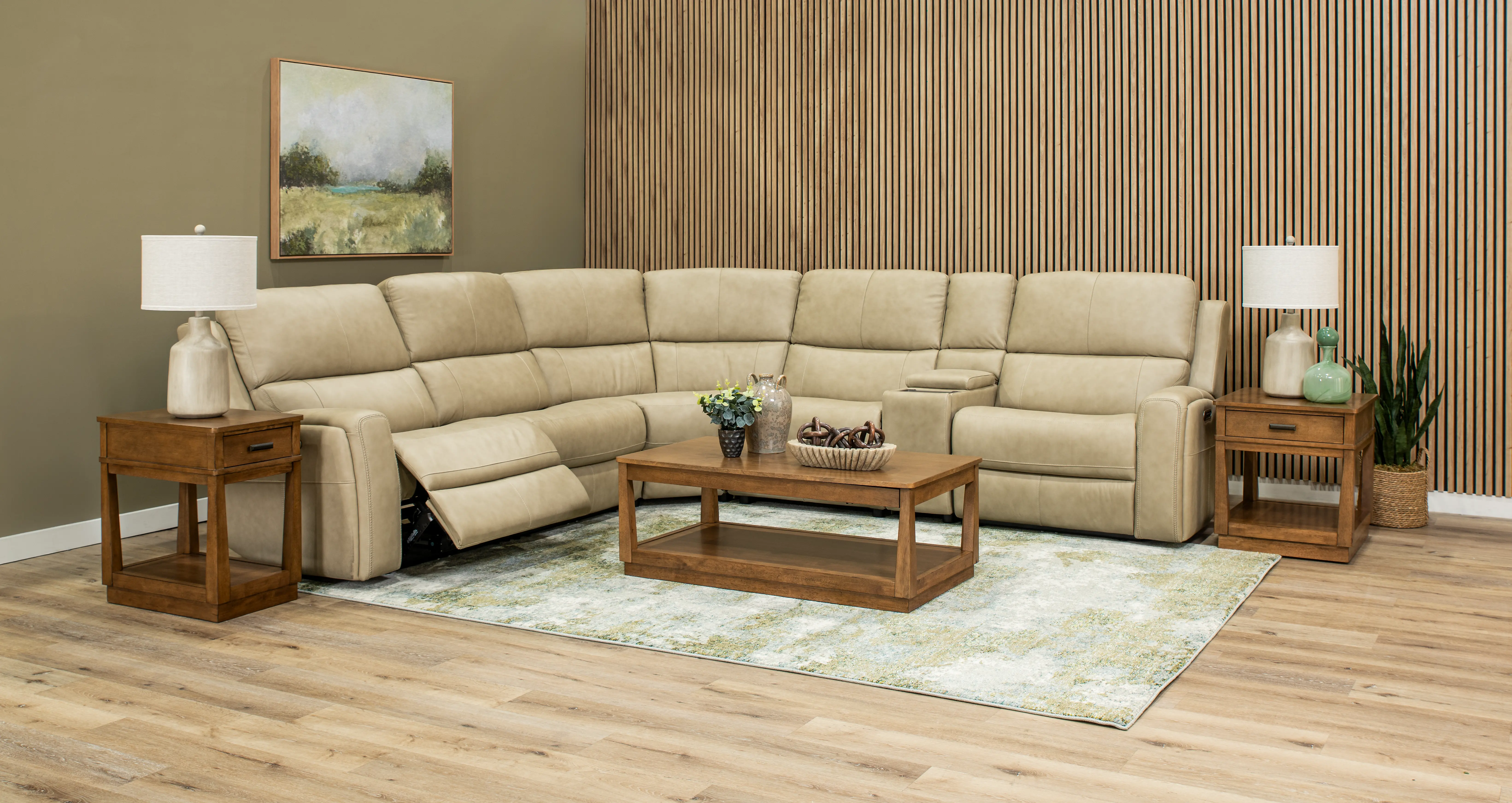 Linden Beige 6 Piece Power Reclining Sectional-2