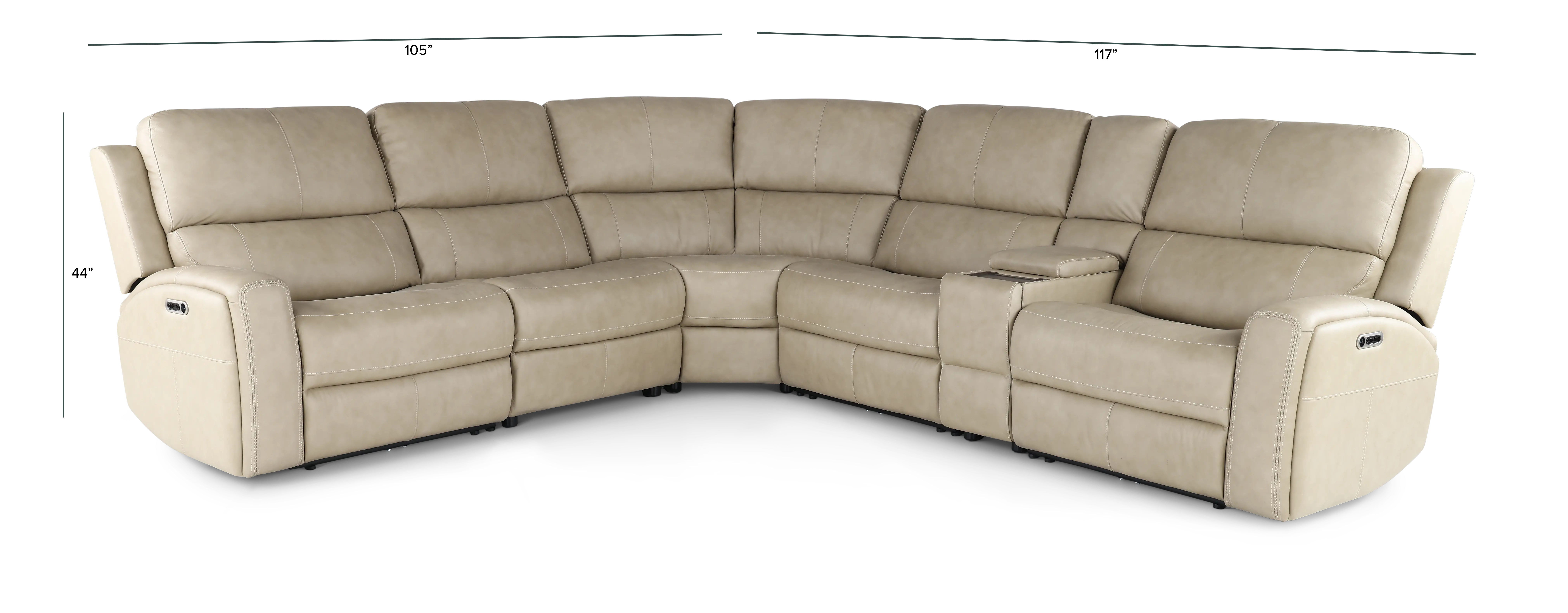 Linden Beige 6 Piece Power Reclining Sectional-3