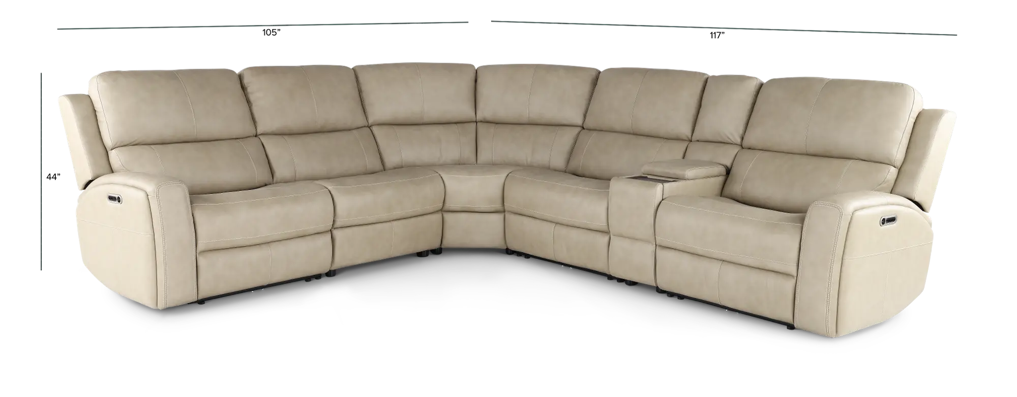 Linden Beige 6 Piece Power Reclining Sectional | RC Willey