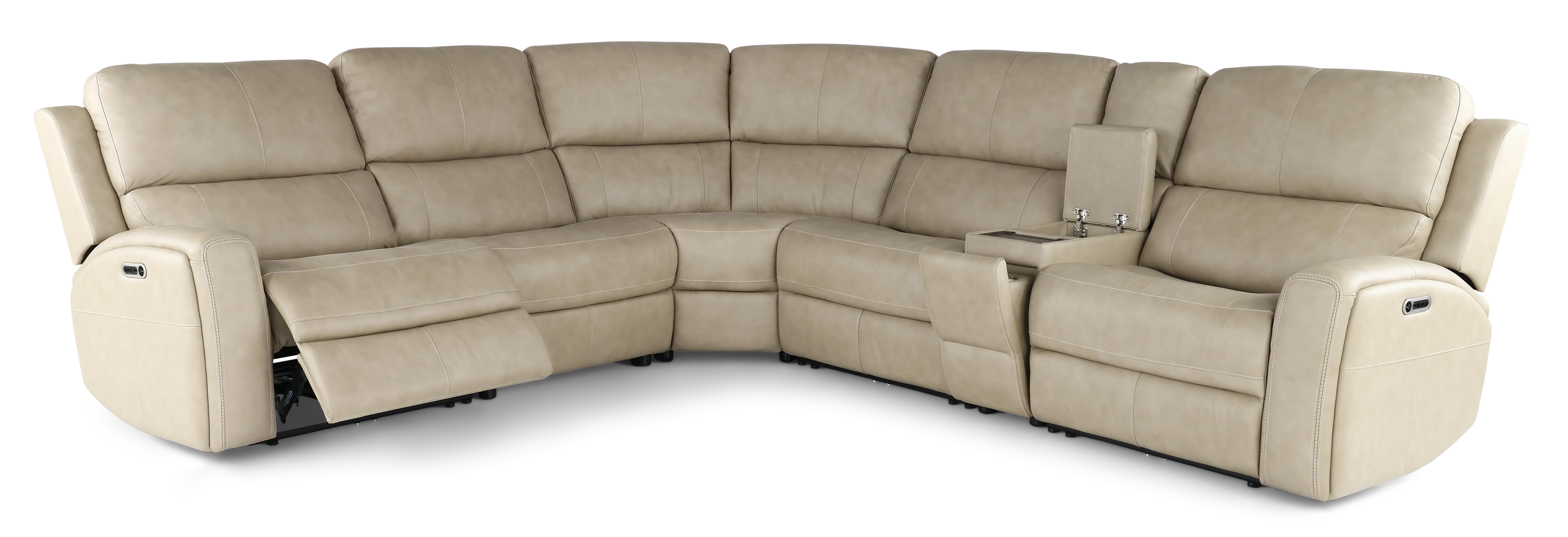 Linden Beige 6 Piece Power Reclining Sectional-4