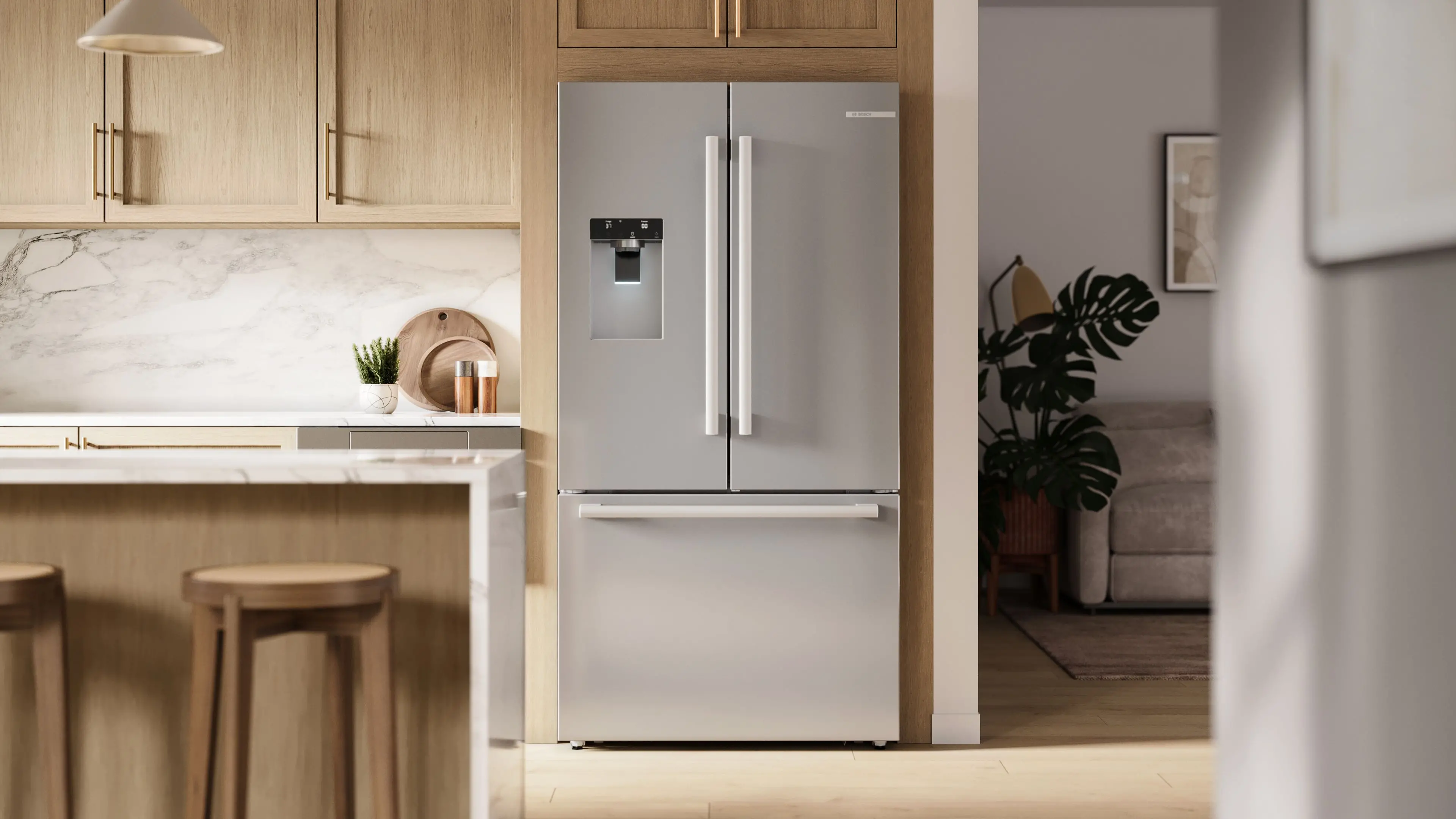 B36CD52SNS Bosch 500 Series 21.6 Cu Ft French Door Refrigerator - Counter Depth Stainless Steel-2