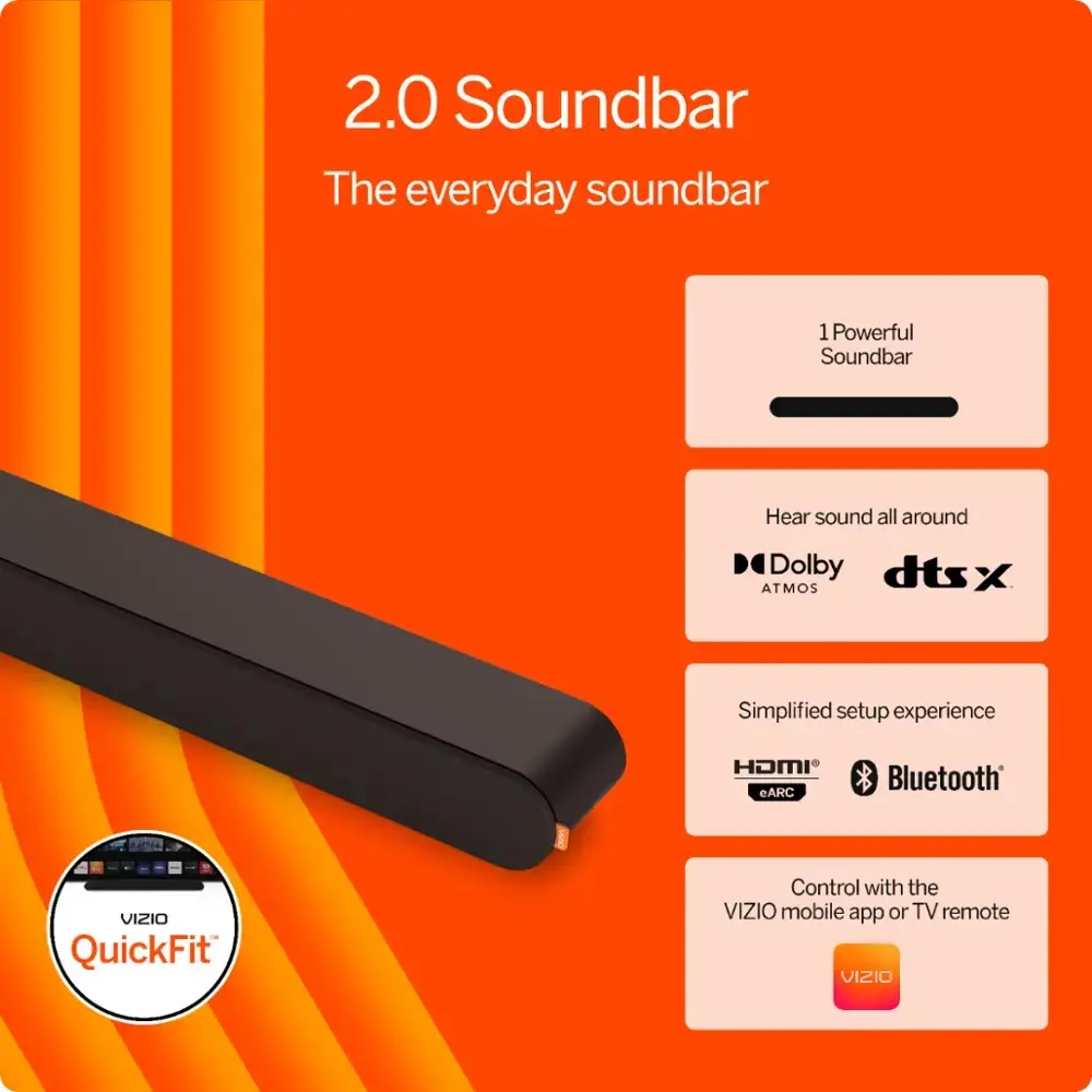 SV200M-08 VIZIO 2.0 Soundbar w/ Dolby Atmos, DTS:X - Black-6