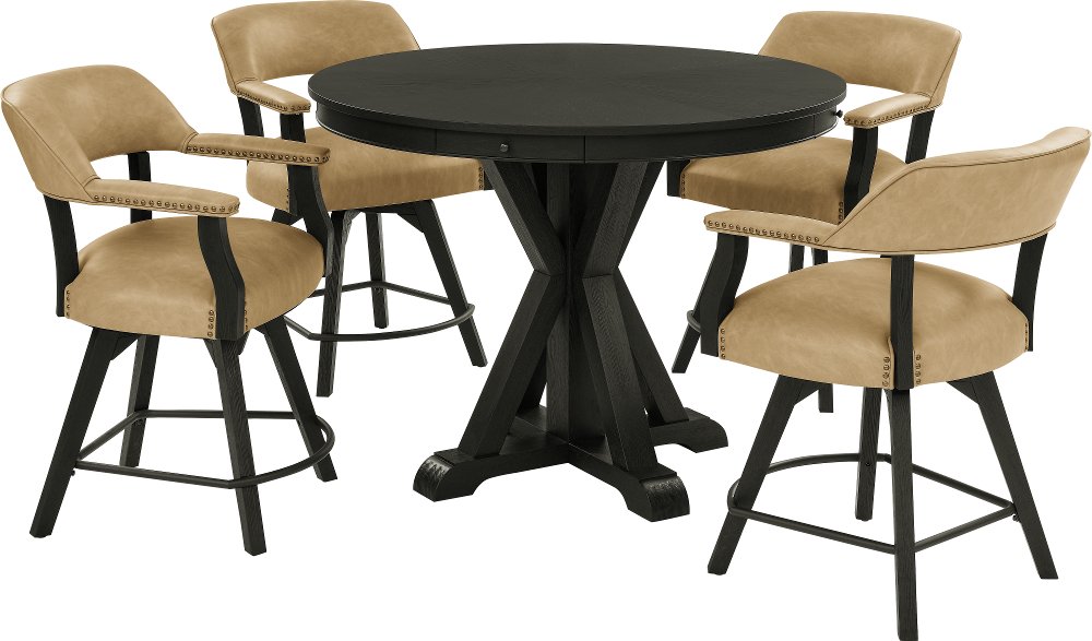 Rylie Black and Sand 5 Piece Counter Height Game Table Set