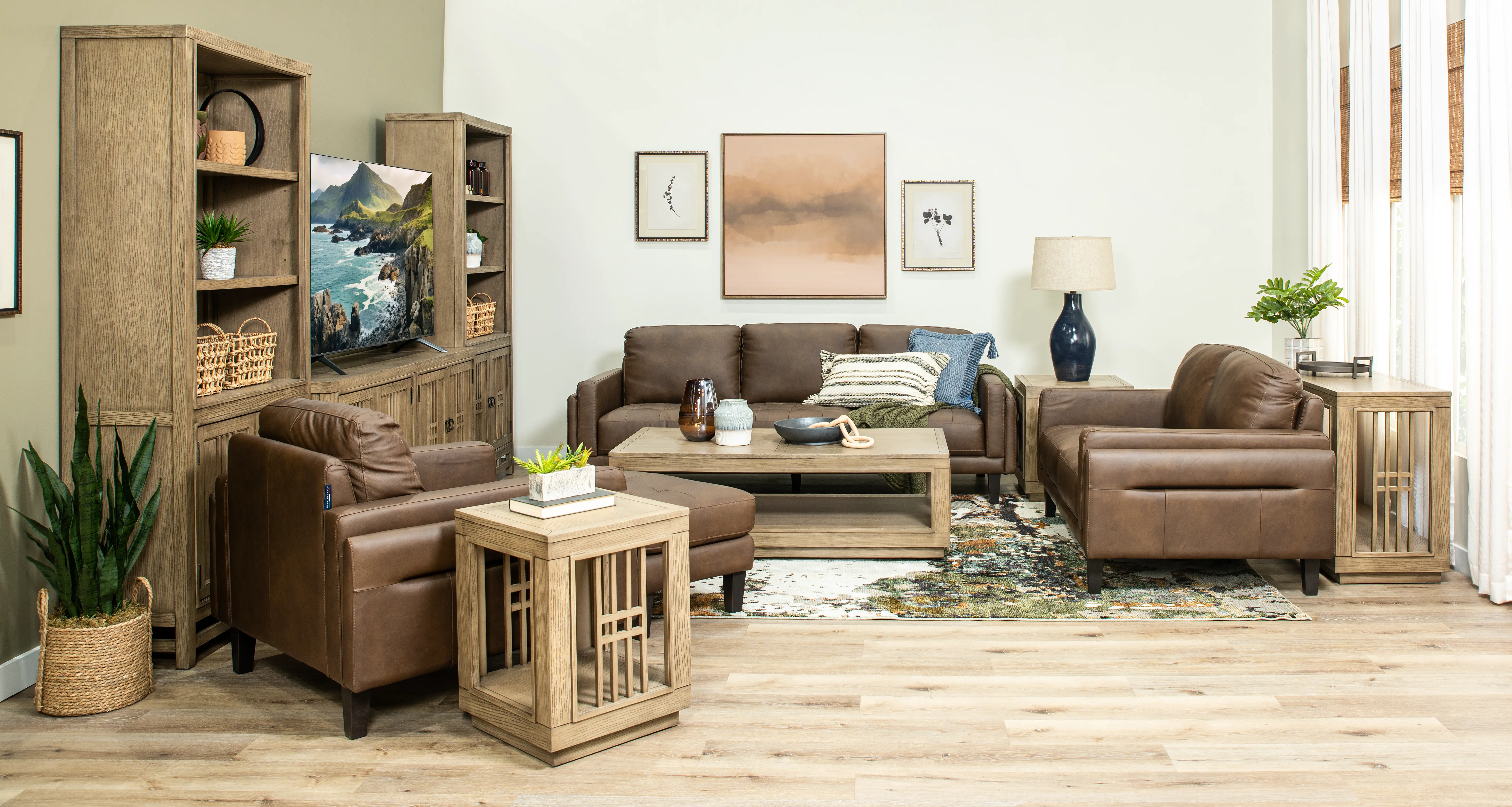 Guernsey Brown Leather Loveseat-11