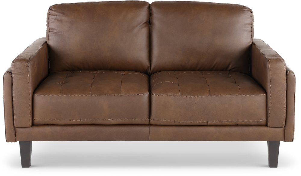 Guernsey Brown Leather Loveseat