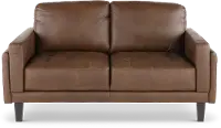 Guernsey Brown Leather Loveseat