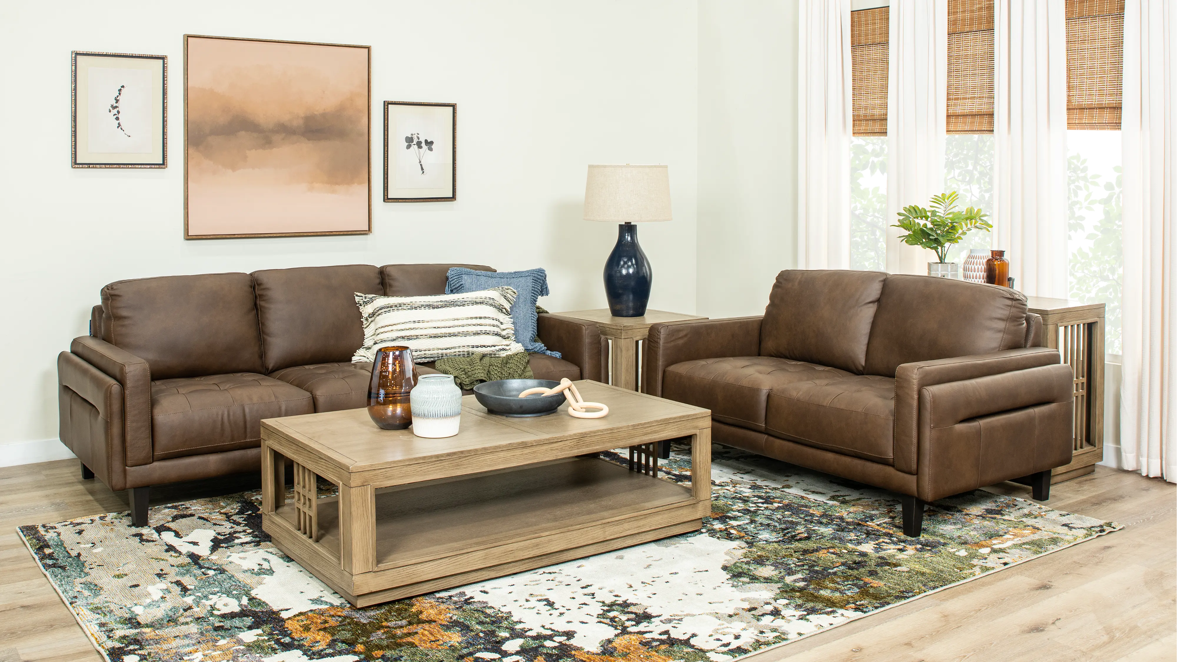 Guernsey Brown Leather Loveseat-2