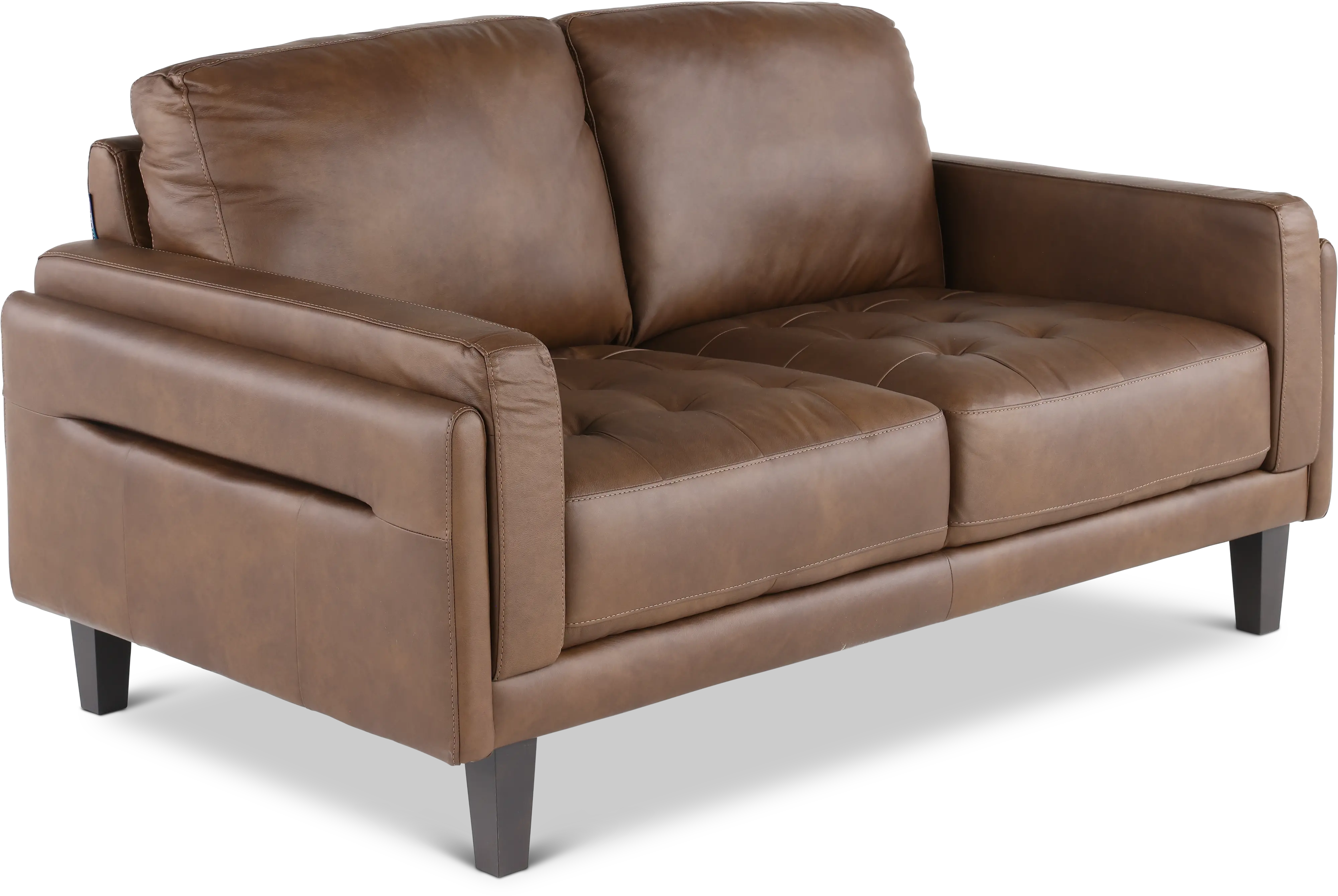 Guernsey Brown Leather Loveseat-4