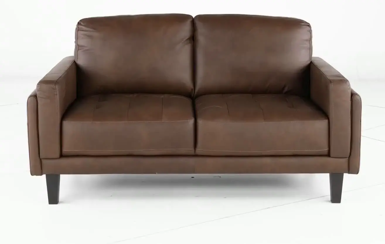 Guernsey Brown Leather Loveseat-6