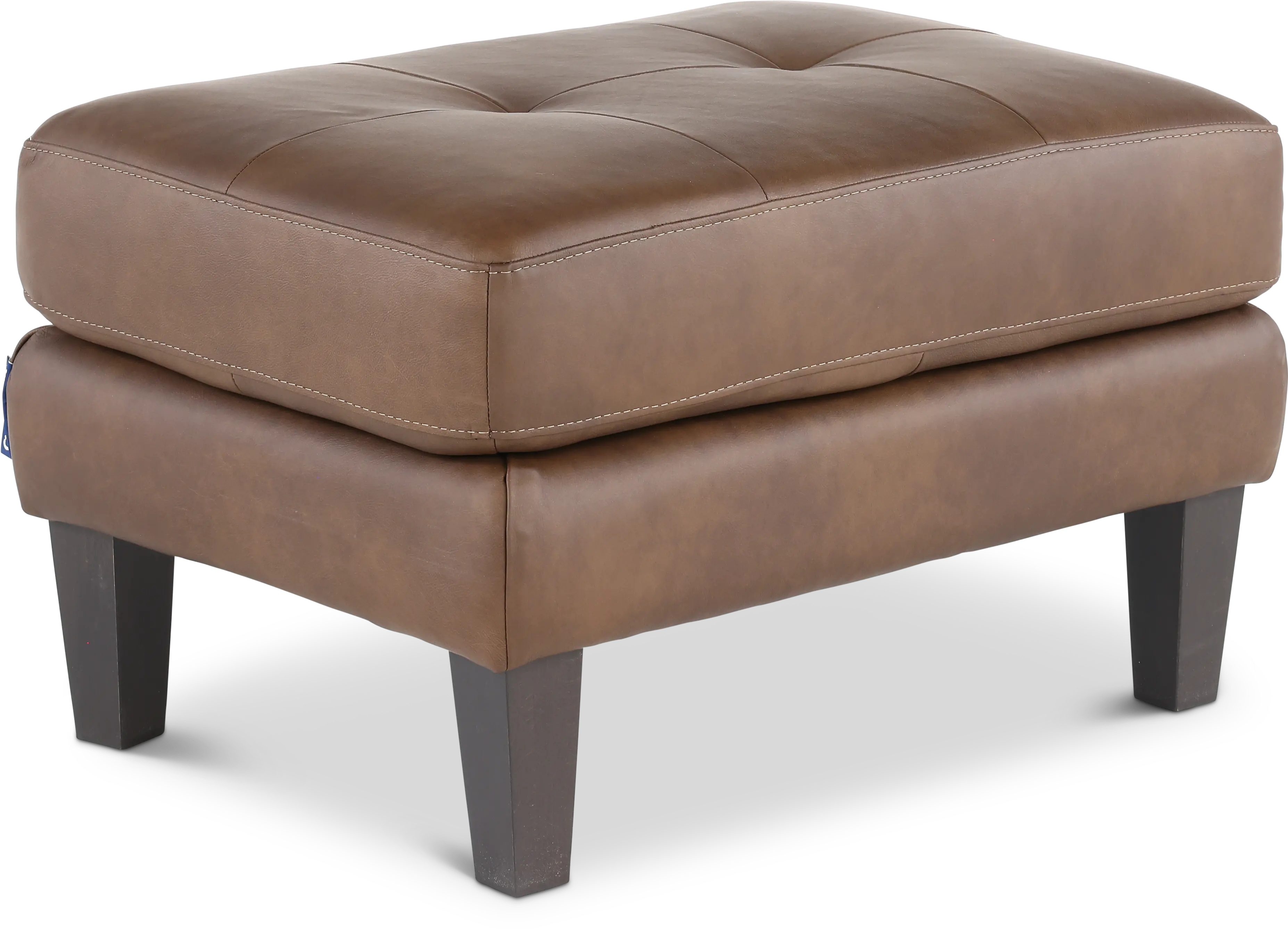 Guernsey Brown Leather Ottoman-1