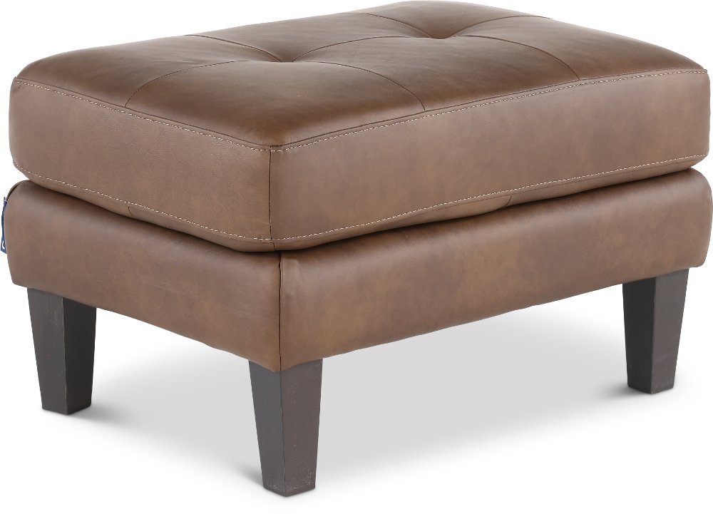 Guernsey Brown Leather Ottoman