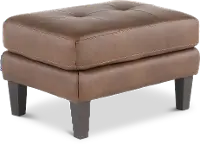 Guernsey Brown Leather Ottoman