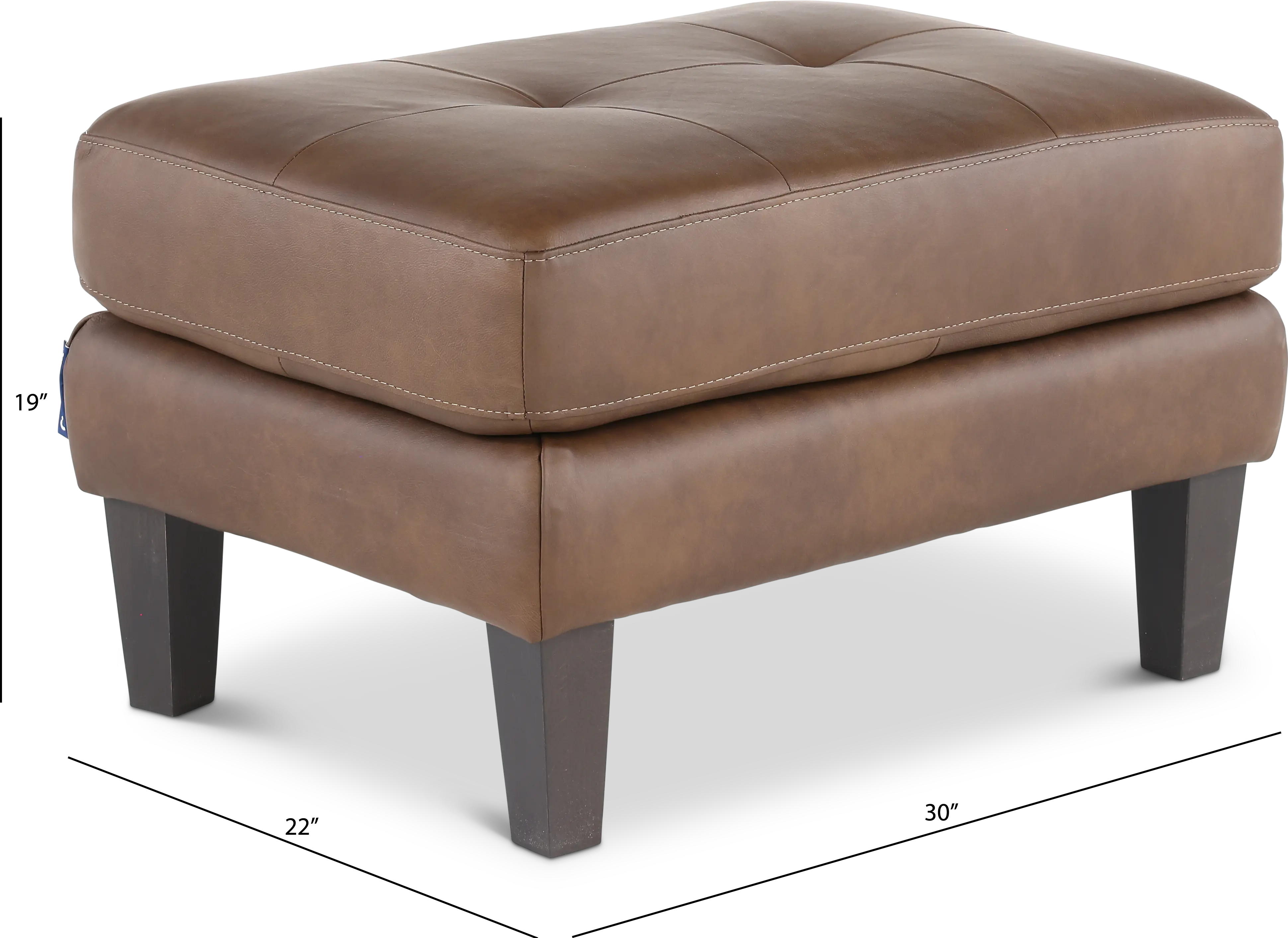 Guernsey Brown Leather Ottoman-3