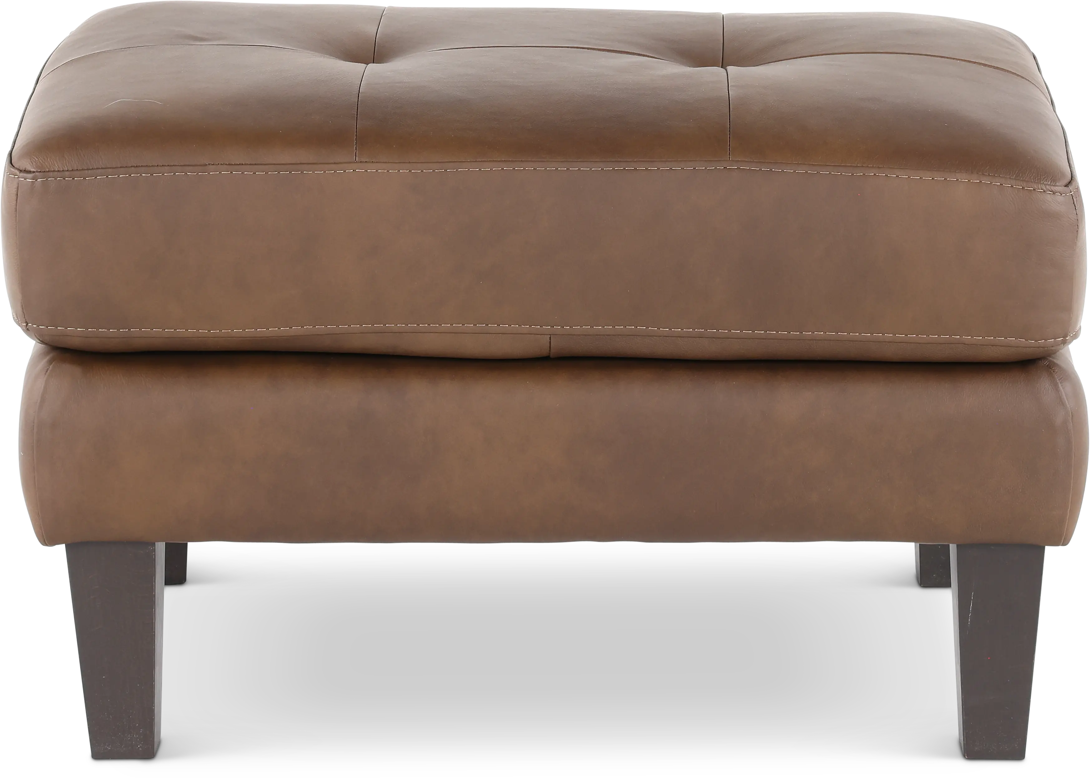 Guernsey Brown Leather Ottoman-4