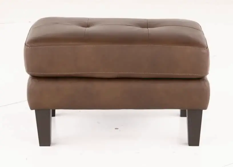 Guernsey Brown Leather Ottoman-5