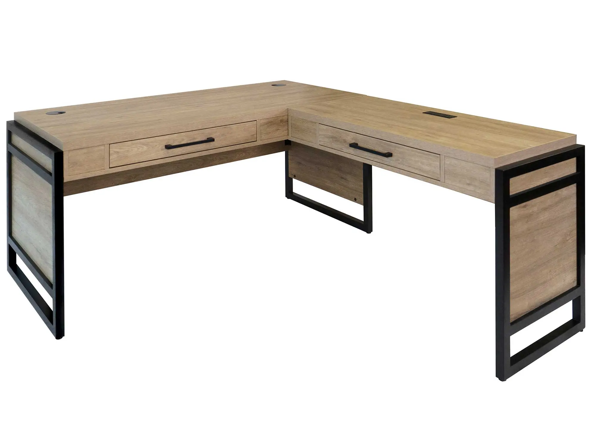 Mason Natural and Black L-Shaped Desk-1
