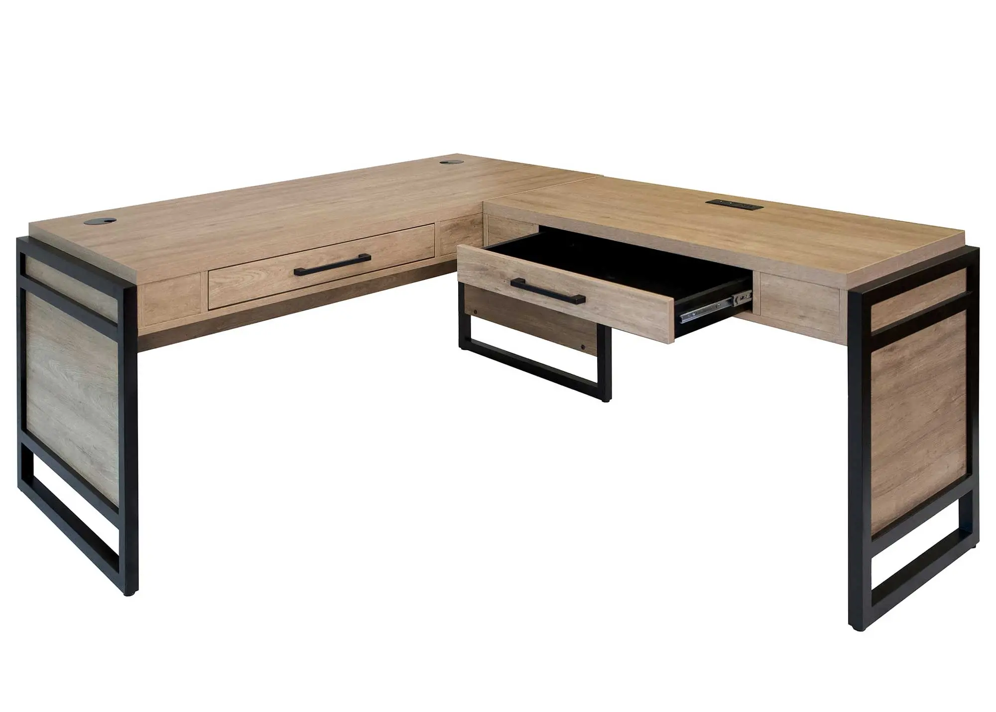 Mason Natural and Black L-Shaped Desk-3