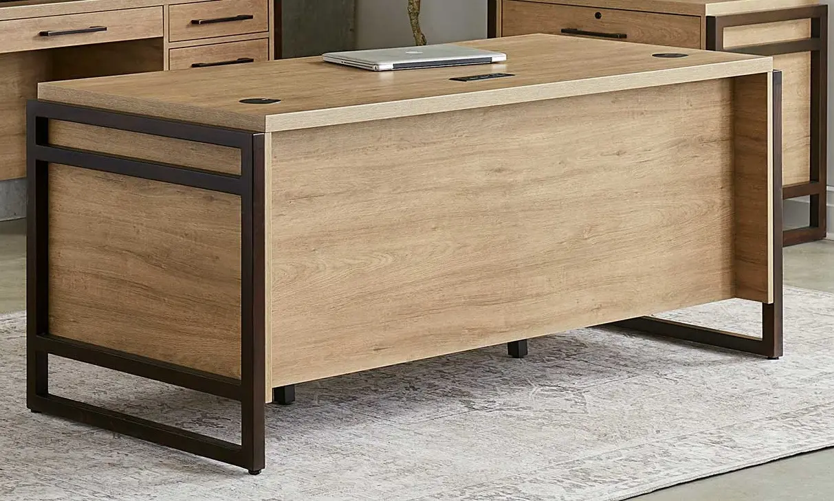 Mason Natural and Black Executive Desk-3