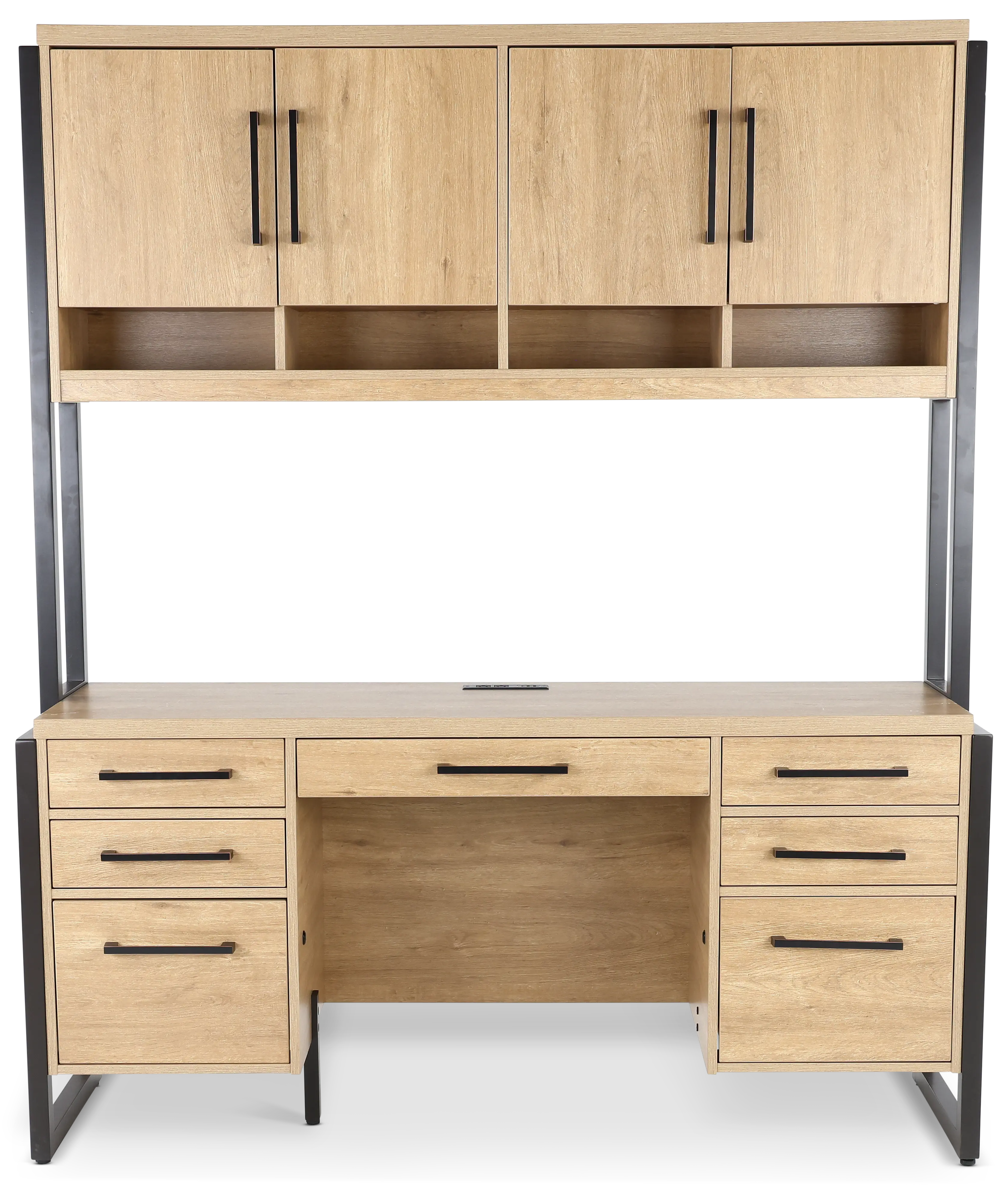 Mason Natural and Black Credenza and Hutch-1