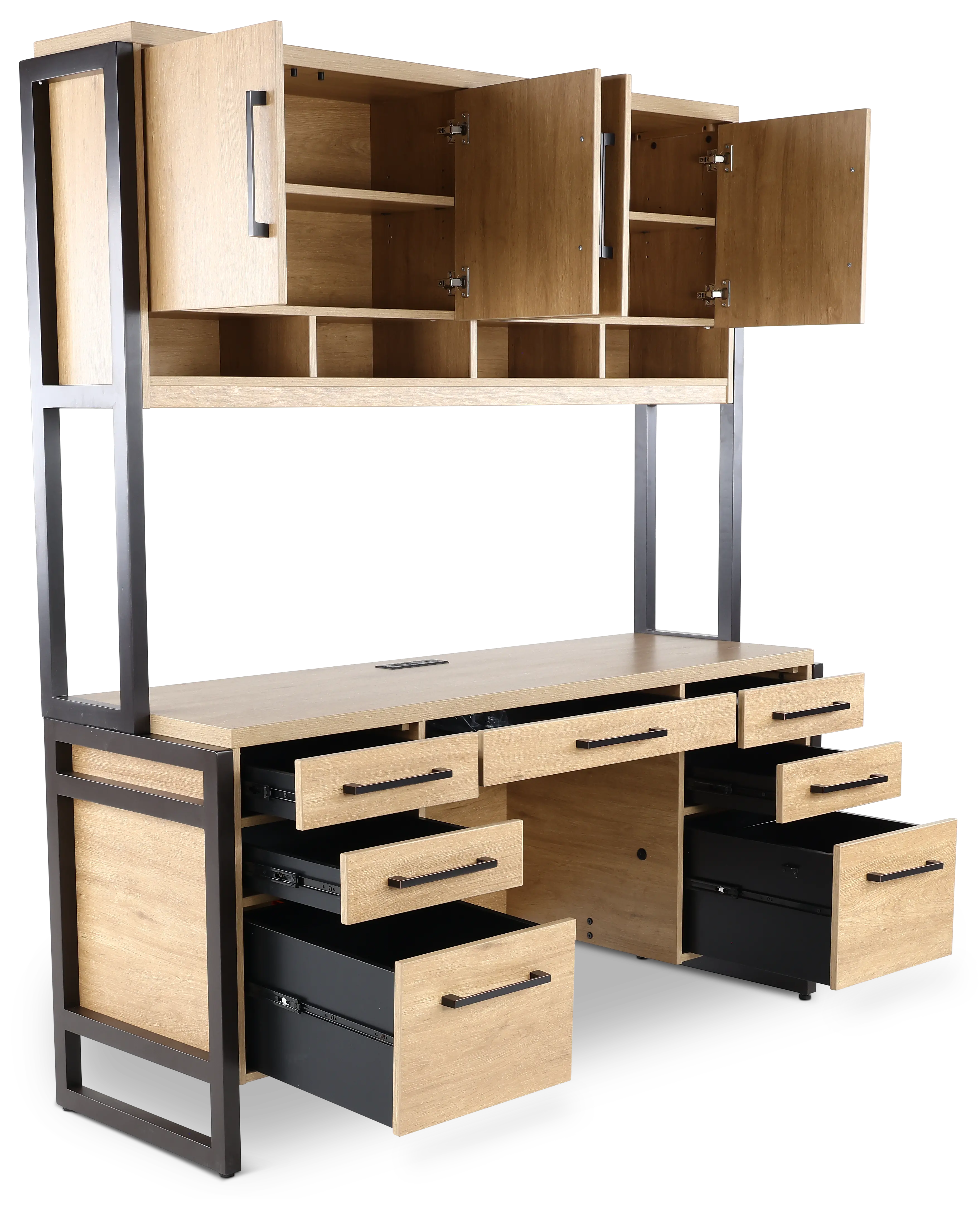 Mason Natural and Black Credenza and Hutch-10