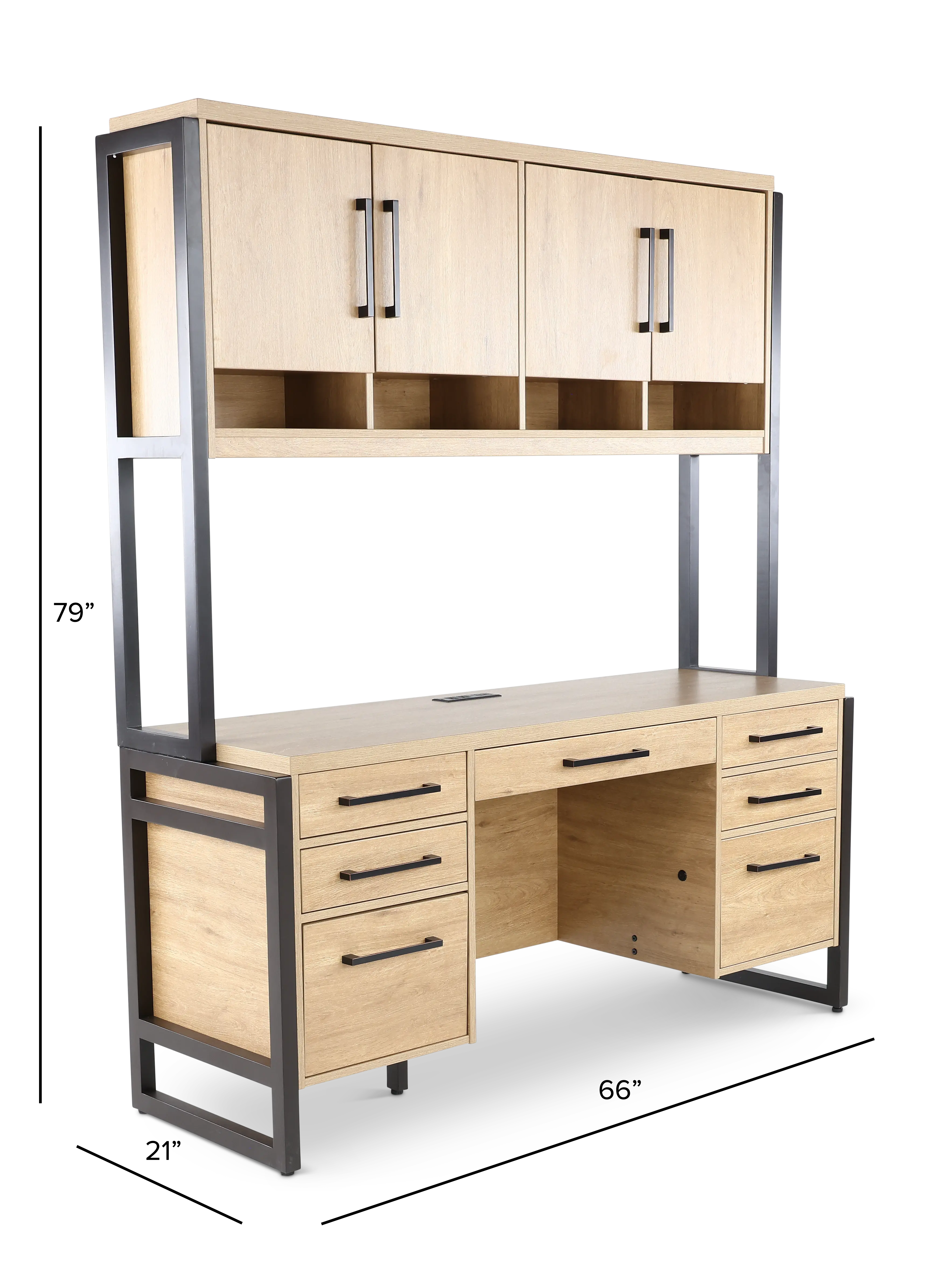 Mason Natural and Black Credenza and Hutch-3