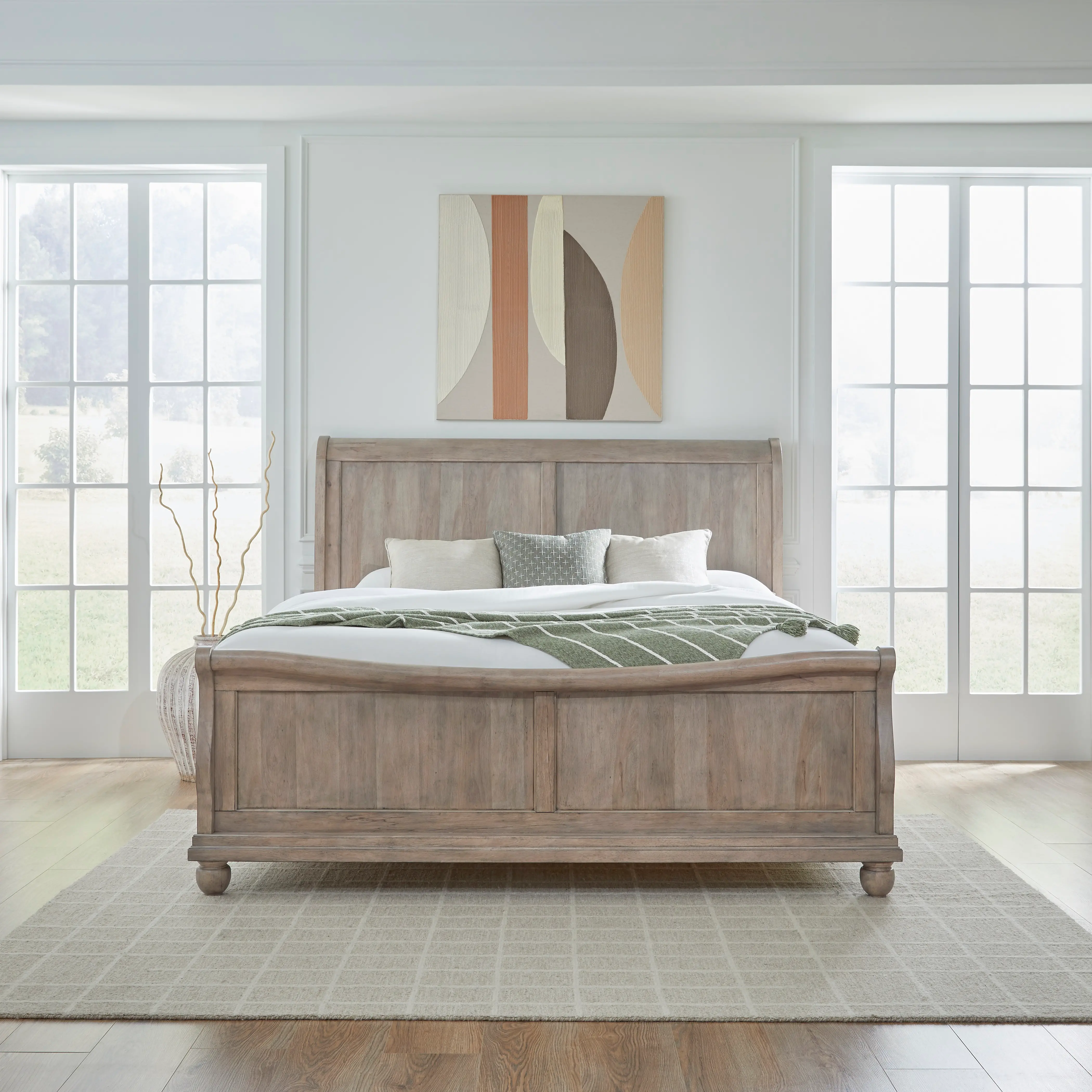 589WT-BED6/0 Traditions Saddle Tan California King Sleigh Bed-2
