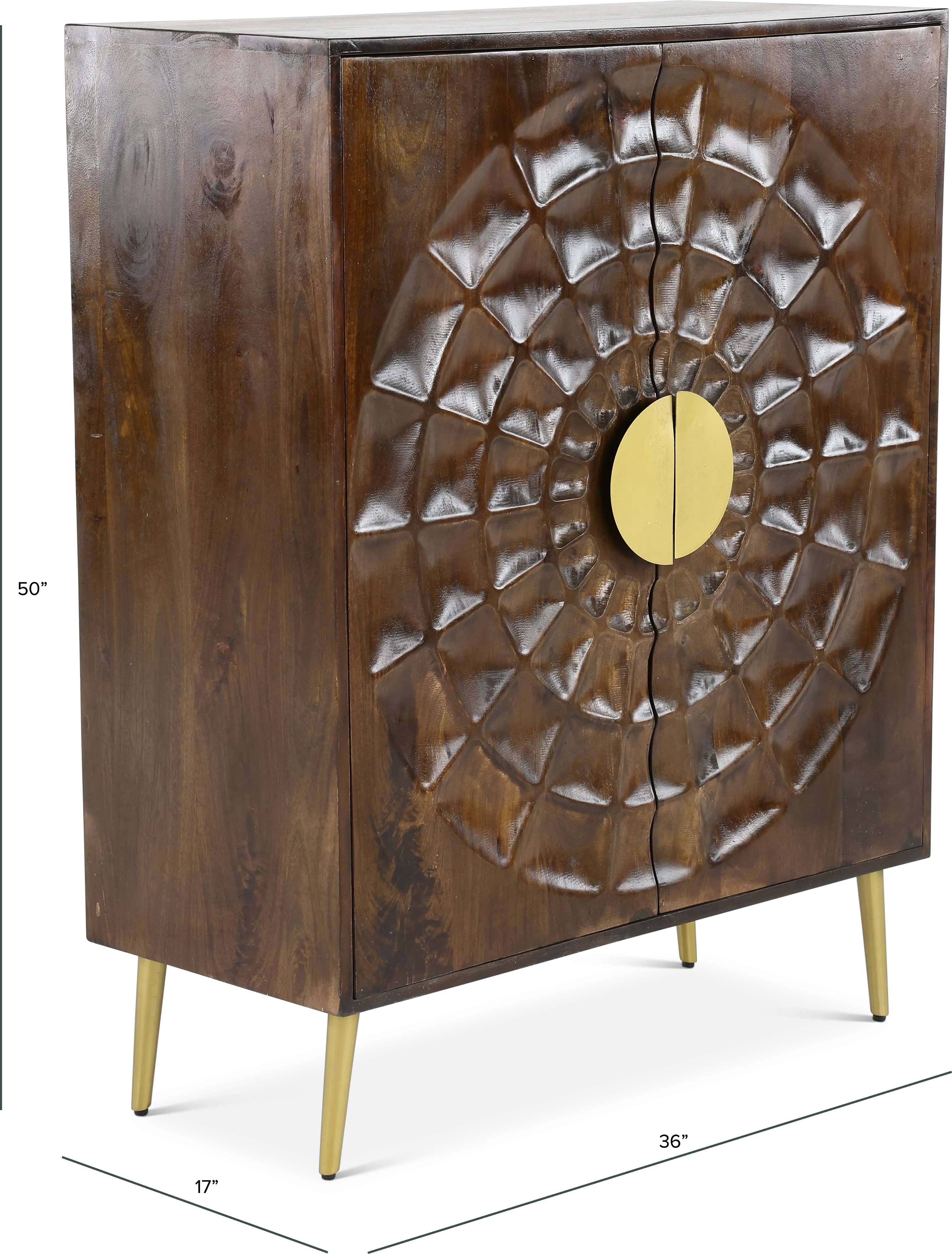 50  Brown Mango Wood 2 Door Cabinet-3