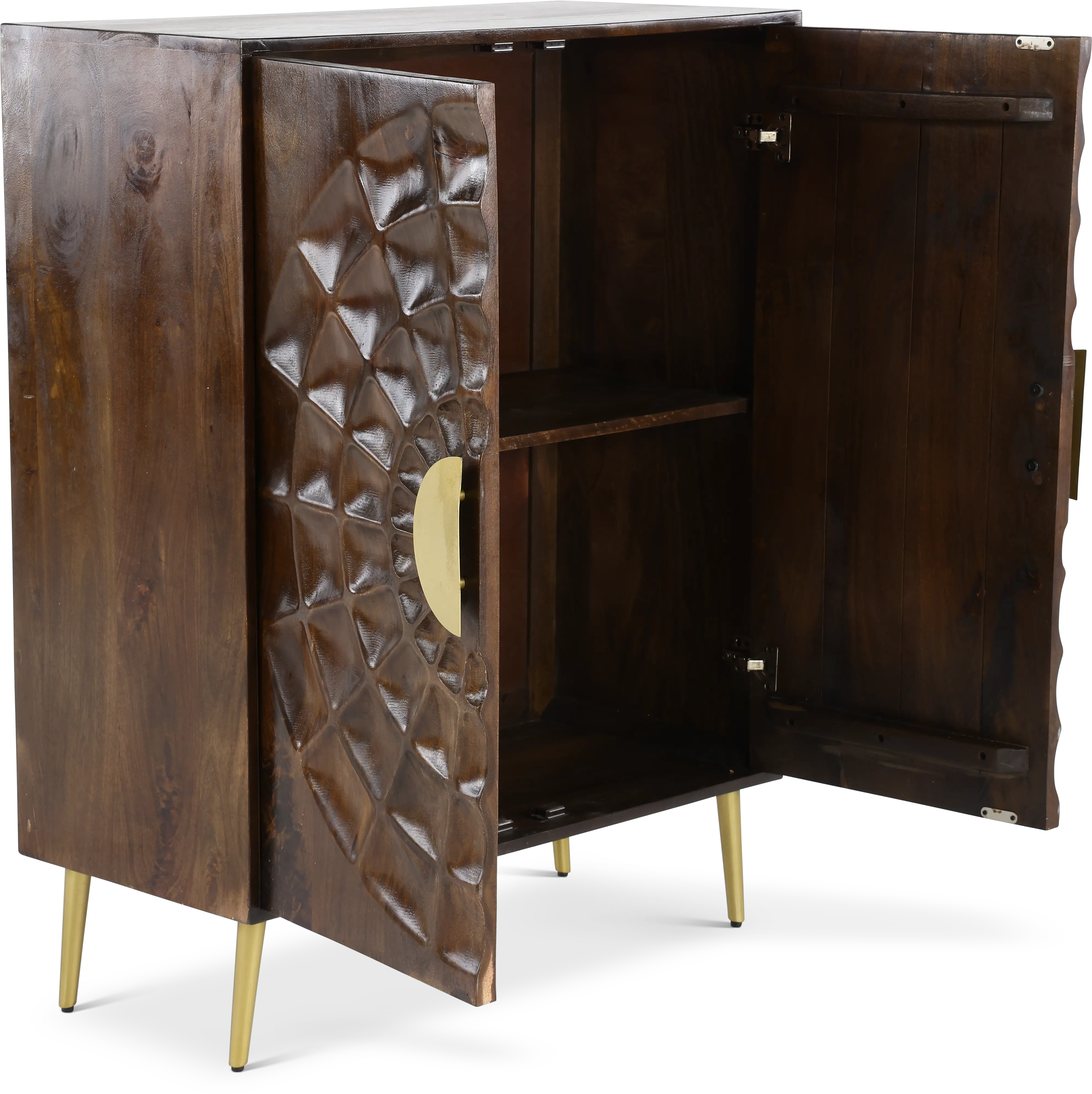 50  Brown Mango Wood 2 Door Cabinet-6