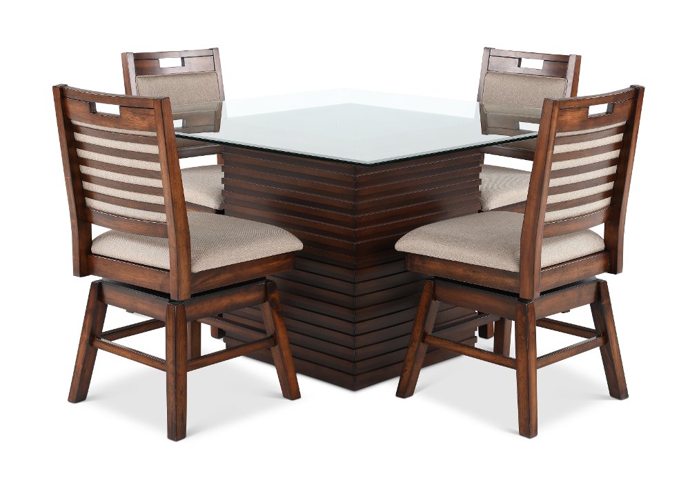 Dallas Walnut Brown 5 Piece Dining Set