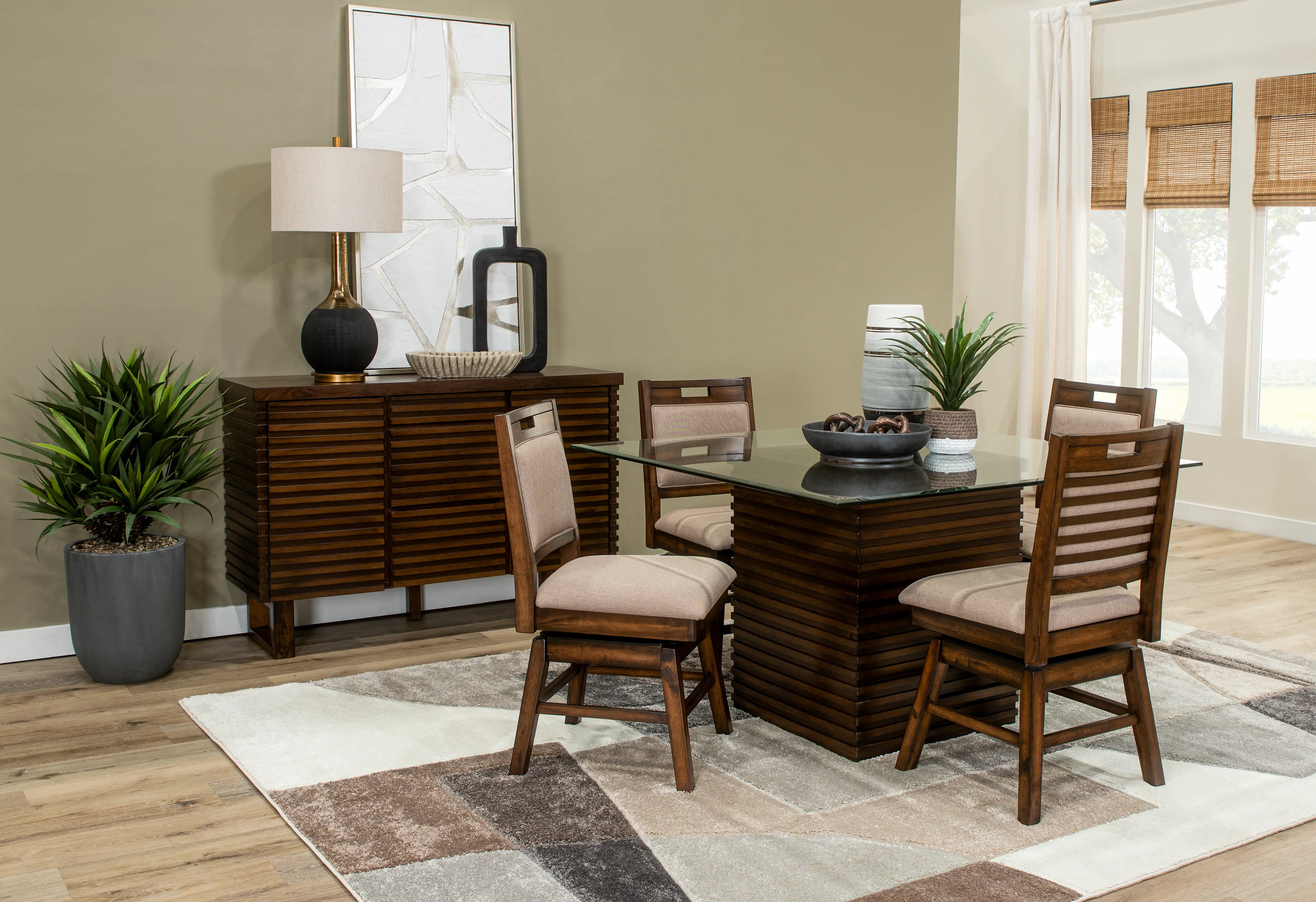 Dallas Walnut Brown 5 Piece Dining Set-2