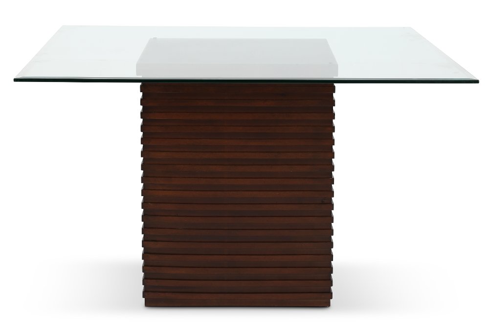Dallas Walnut Brown and Glass Dining Table
