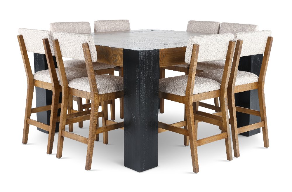 Pacifico Caramel and Black 9 Piece Counter Height Dining Set