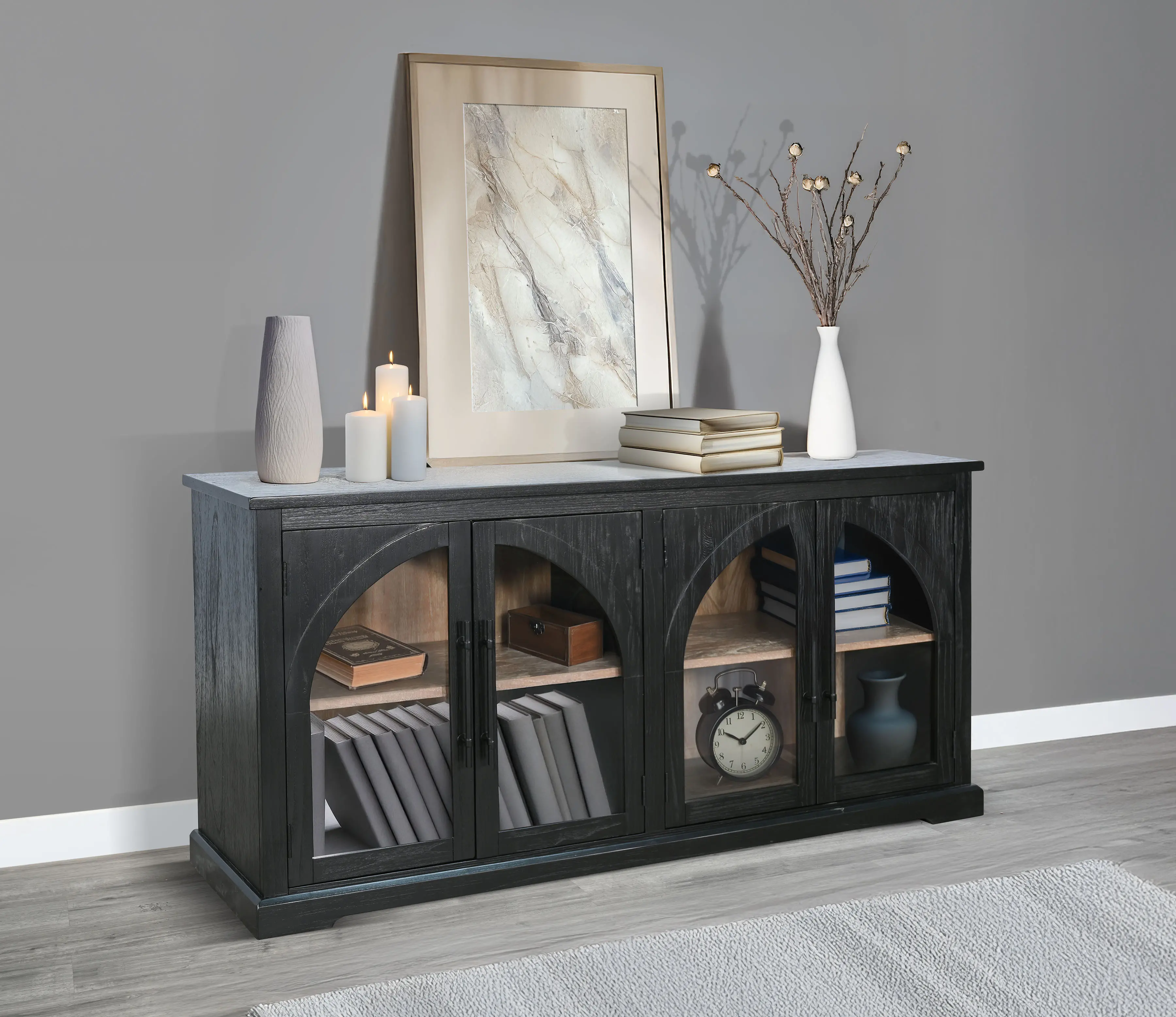 Elena Black and Oak Dining Server-8