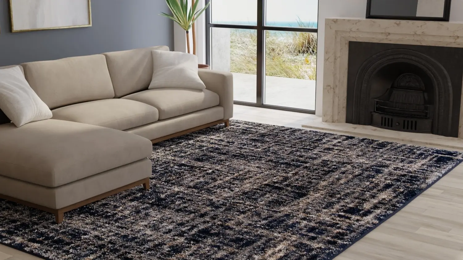 JA26/CROSS-THATCH/BLUE-7.10X10 Cotton Tail 8 x 11 Cross Thatch Blue Area Rug-2